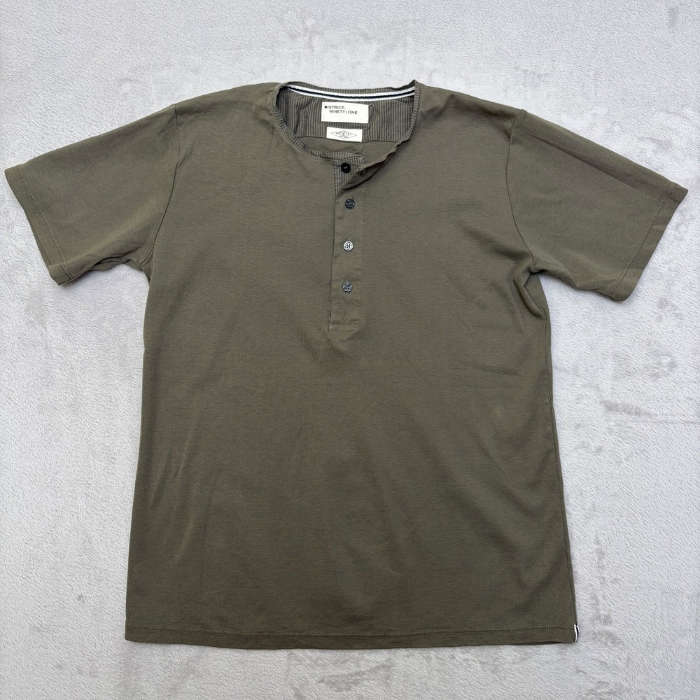 District Ninety One Olive Henley Medium Made in USA